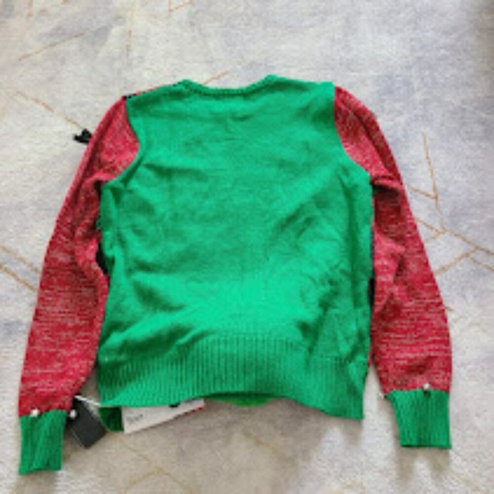 Spencer's Light Up Ugly Christmas Sweater Sound Effect Jingle Bells Medium NWT - Picture 2 of 9
